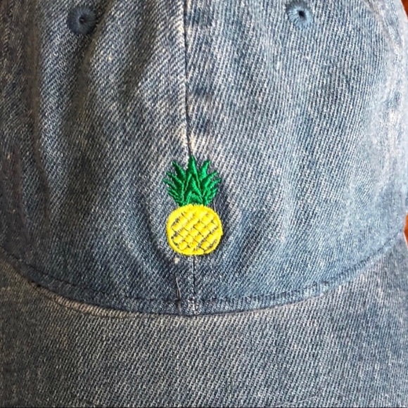 Pineapple Embroidered Denim Baseball Cap - Picture 4 of 6